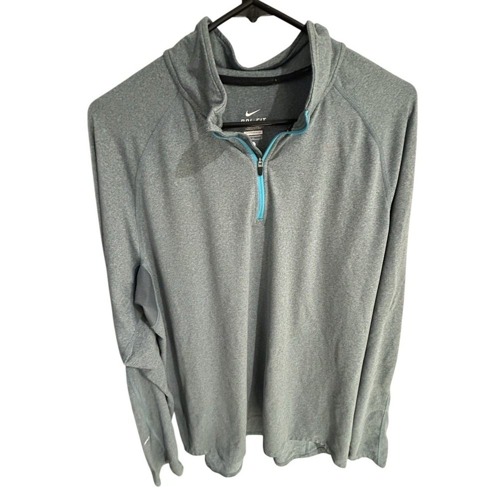 Nike Running Mens Large 1/4 Zip Pullover Gray Element Dri-Fit Long Sleeve Shirt